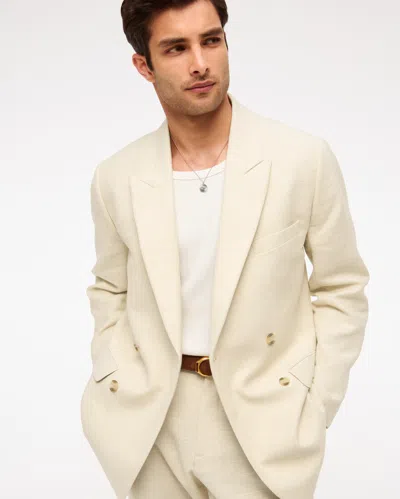 Abercrombie & Fitch The A&f Collins Double-breasted Cotton-texture Blazer In Neutral