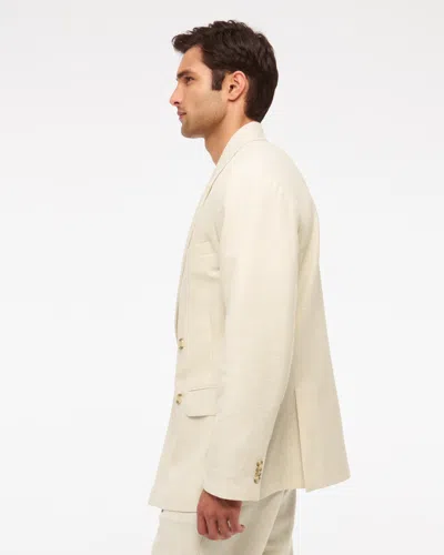 Abercrombie & Fitch The A&f Collins Double-breasted Cotton-texture Blazer In Neutral
