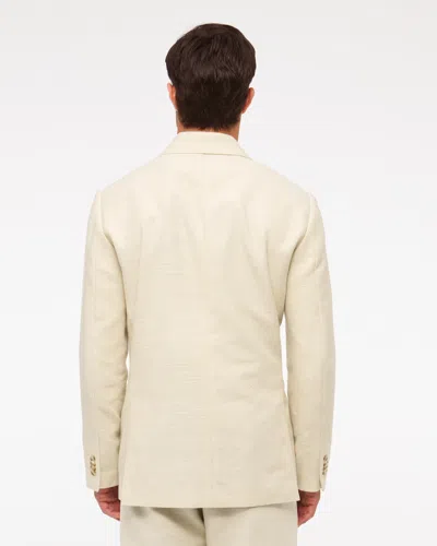 Abercrombie & Fitch The A&f Collins Double-breasted Cotton-texture Blazer In Neutral