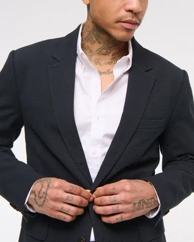 Abercrombie & Fitch The A&f Collins Slim Seersucker Blazer In Black