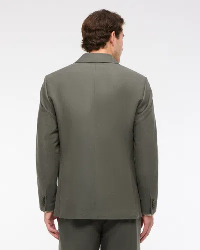 Abercrombie & Fitch The A&f Collins Double-breasted Linen-blend Blazer In Green