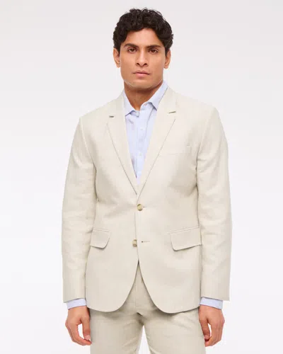 Abercrombie & Fitch The A&f Collins Classic Linen-blend Blazer In Blue