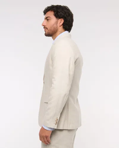 Abercrombie & Fitch The A&f Collins Athletic Fit Linen-blend Blazer In Blue