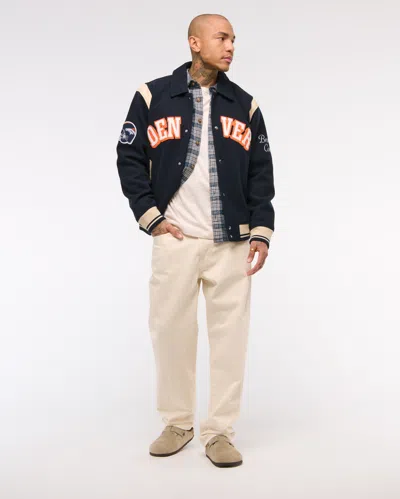 Abercrombie & Fitch Denver Broncos Varsity Bomber Jacket In Multi