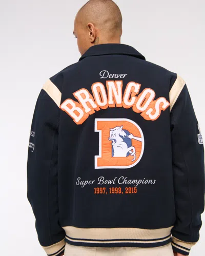Abercrombie & Fitch Denver Broncos Varsity Bomber Jacket In Multi