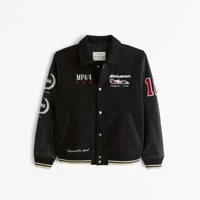 Abercrombie & Fitch Mclaren Varsity Bomber Jacket In Black