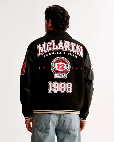 Abercrombie & Fitch Mclaren Varsity Bomber Jacket In Black