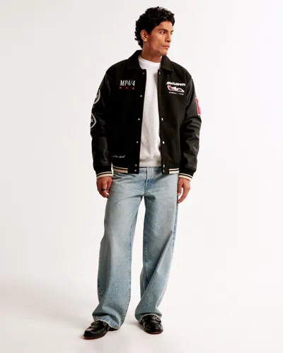 Abercrombie & Fitch Mclaren Varsity Bomber Jacket In Black