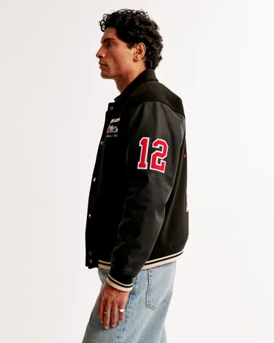 Abercrombie & Fitch Mclaren Varsity Bomber Jacket In Black