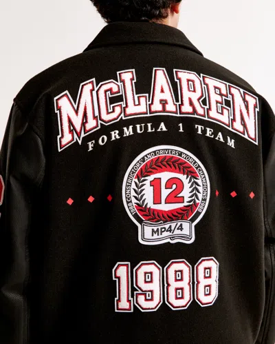 Abercrombie & Fitch Mclaren Varsity Bomber Jacket In Black