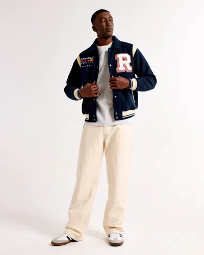 Abercrombie & Fitch Oracle Red Bull Racing Varsity Bomber Jacket In Multi