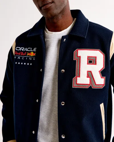 Abercrombie & Fitch Oracle Red Bull Racing Varsity Bomber Jacket In Multi