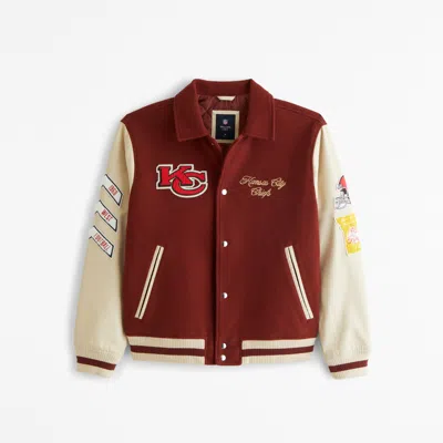 Abercrombie & Fitch Kansas City Chiefs Varsity Bomber Jacket In Brown