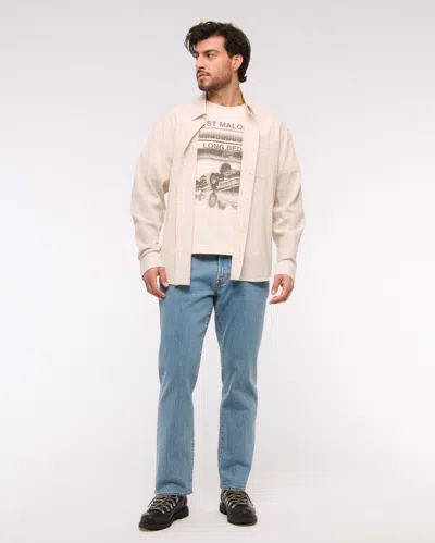 Abercrombie & Fitch Athletic Straight Jean In Neutral