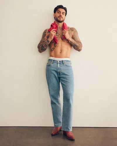 Abercrombie & Fitch Athletic Relaxed Straight Jean In Blue