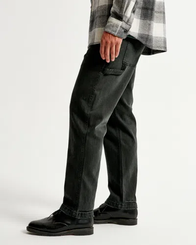 Abercrombie & Fitch Athletic Loose Workwear Jean In Black