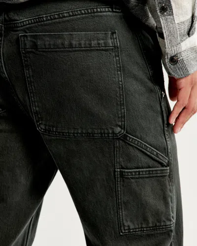 Abercrombie & Fitch Athletic Loose Workwear Jean In Black