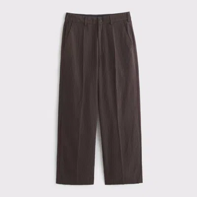 Abercrombie & Fitch Baggy Tailored Linen-blend Trouser In Brown