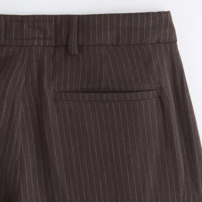 Abercrombie & Fitch Baggy Tailored Linen-blend Trouser In Brown