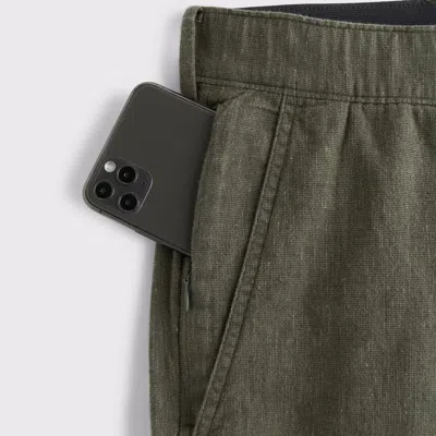 Abercrombie & Fitch Straight Linen-blend Fixed Waist Pant In Green