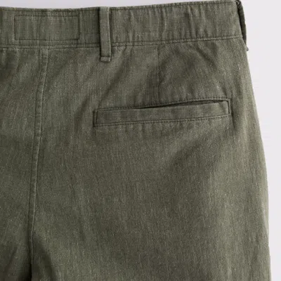 Abercrombie & Fitch Straight Linen-blend Fixed Waist Pant In Green