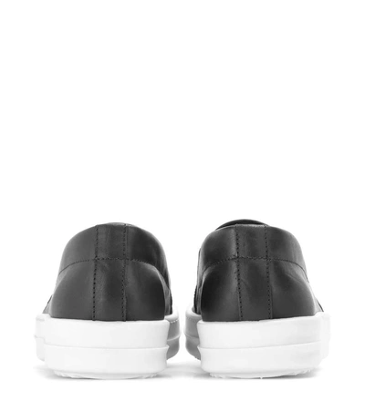 Shop Rick Owens Boat Leather Slip-on Sneakers In Black