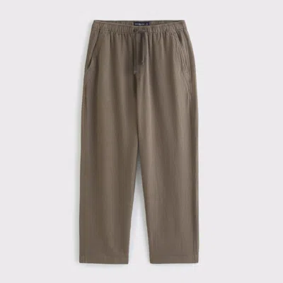 Abercrombie & Fitch Baggy Cotton Texture Pull-on Pant In Brown