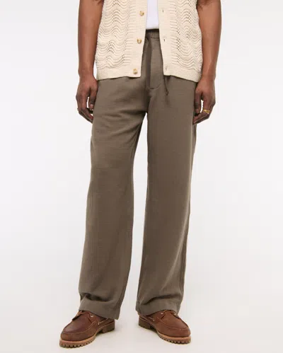 Abercrombie & Fitch Baggy Cotton Texture Pull-on Pant In Brown