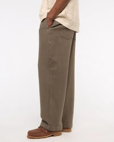 Abercrombie & Fitch Baggy Cotton Texture Pull-on Pant In Brown
