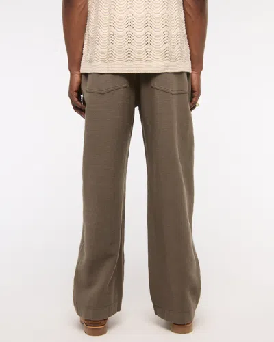 Abercrombie & Fitch Baggy Cotton Texture Pull-on Pant In Brown
