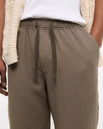 Abercrombie & Fitch Baggy Cotton Texture Pull-on Pant In Brown