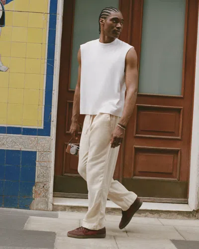 Abercrombie & Fitch Baggy Cotton Texture Pull-on Pant In Gold