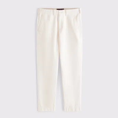 Abercrombie & Fitch Straight Linen-blend Fixed Waist Pant In White