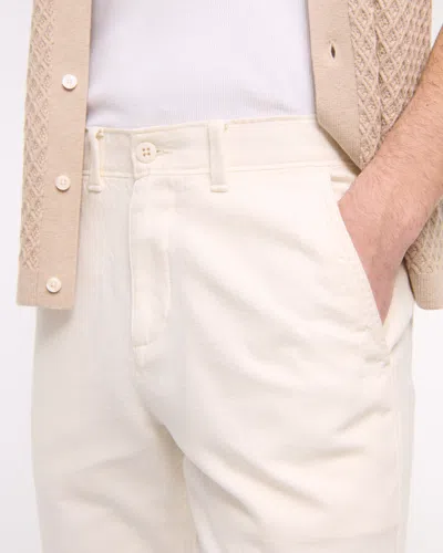 Abercrombie & Fitch Straight Linen-blend Fixed Waist Pant In White