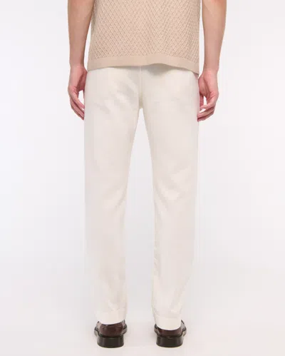 Abercrombie & Fitch Straight Linen-blend Fixed Waist Pant In White