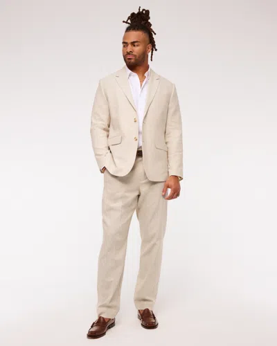 Abercrombie & Fitch The A&f Collins Athletic Fit Linen-blend Suit Pant In Blue