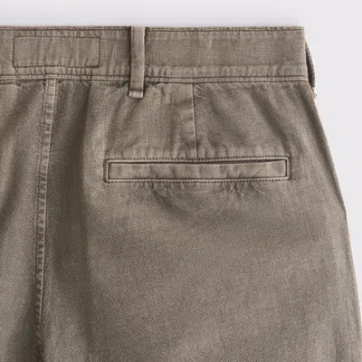 Abercrombie & Fitch Straight Linen-blend Fixed Waist Pant In Brown