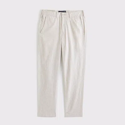 Abercrombie & Fitch Straight Linen-blend Fixed Waist Pant In Brown