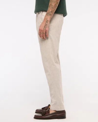 Abercrombie & Fitch Straight Linen-blend Fixed Waist Pant In Brown