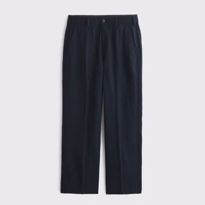 Abercrombie & Fitch Baggy Tailored Linen-blend Trouser In Blue