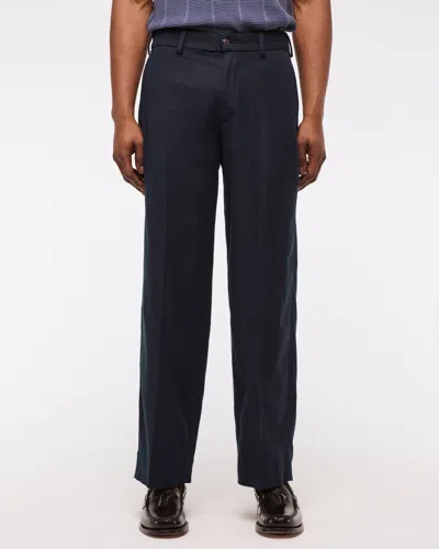 Abercrombie & Fitch Baggy Tailored Linen-blend Trouser In Blue