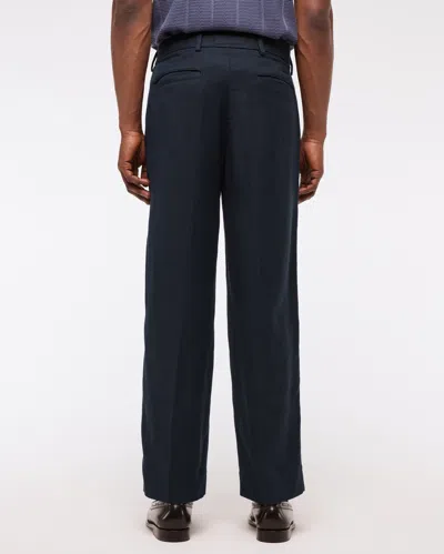 Abercrombie & Fitch Baggy Tailored Linen-blend Trouser In Blue