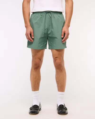 Abercrombie & Fitch Nylon Pull-on Short In Green