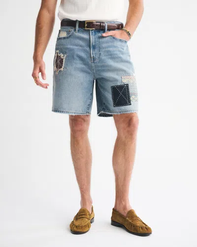 Abercrombie & Fitch Loose Denim Short In Blue