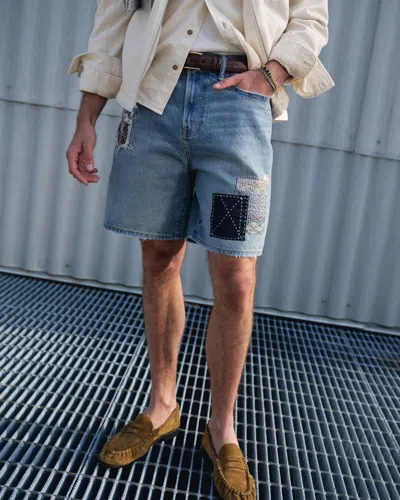 Abercrombie & Fitch Loose Denim Short In Blue