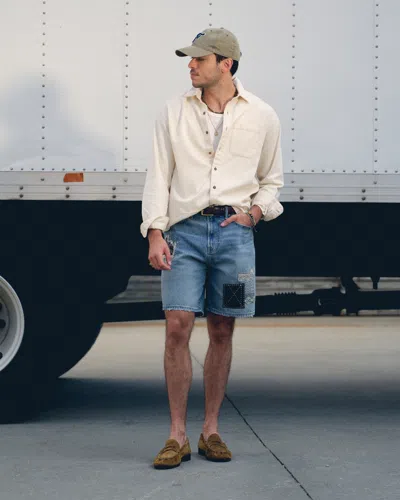 Abercrombie & Fitch Loose Denim Short In Blue