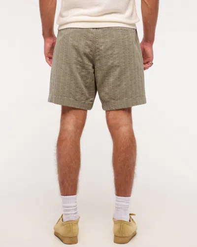 Abercrombie & Fitch Relaxed Linen-blend Pull-on Short In Green