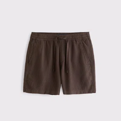 Abercrombie & Fitch Relaxed Tailored Linen-blend Pull-on Short In Brown