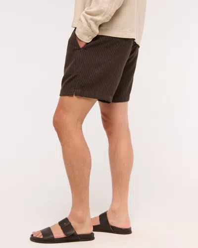 Abercrombie & Fitch Relaxed Tailored Linen-blend Pull-on Short In Brown