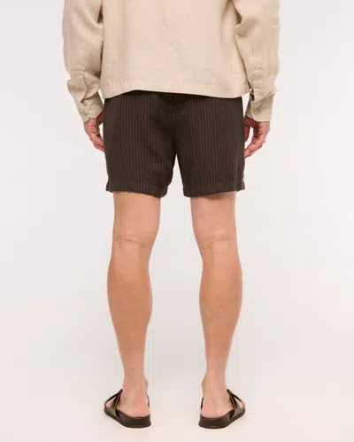 Abercrombie & Fitch Relaxed Tailored Linen-blend Pull-on Short In Brown